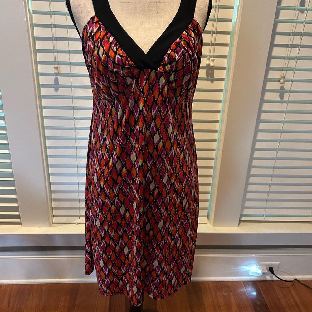 Cato Orange and Black Patterned Dress size M